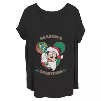 Рождественская футболка Juniors' Plus Disney с Микки Маусом и сезонными поздравлениями Licensed Character