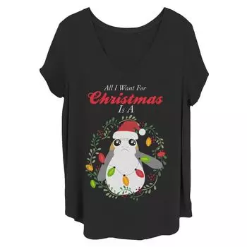Рождественская футболка Juniors Plus Star Wars Porg All I Want Licensed Character