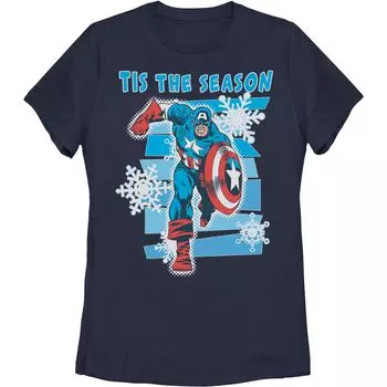 Рождественская футболка «Капитан Америка» для юниоров с надписью «Tis The Season» Licensed Character