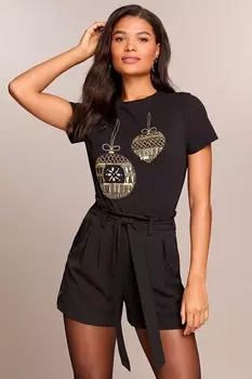 Рождественская футболка Lipsy, черный