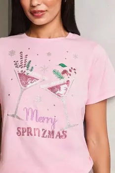 Рождественская футболка Lipsy, розовый
