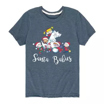 Рождественская футболка Nickelodeon Rugrats "Santa Babies" для мальчиков 8–20 лет Licensed Character, синий