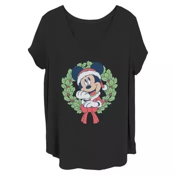 Рождественская футболка с большим лицом Juniors' Plus Disney Mickey Licensed Character