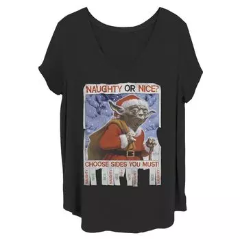 Рождественская футболка с флаером Juniors' Plus Star Wars Yoda Naughty Or Nice Licensed Character