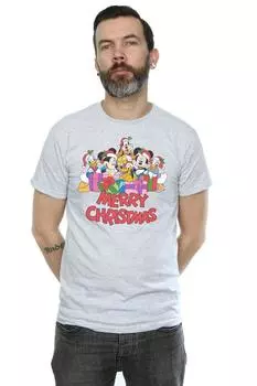 Рождественская футболка с Микки Маусом и друзьями Disney, серый