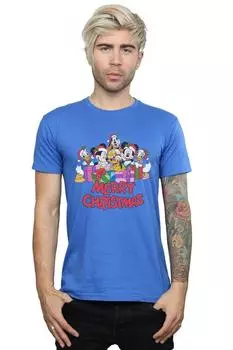 Рождественская футболка с Микки Маусом и друзьями Disney, синий