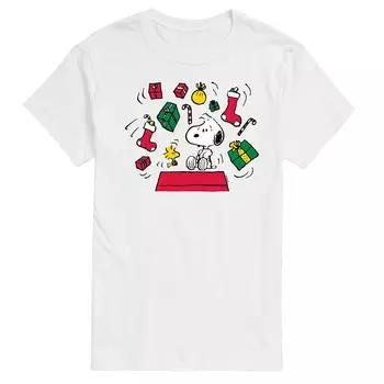 Рождественская футболка с рисунком Big & Tall Peanuts Snoopy & Woodstock Licensed Character, белый