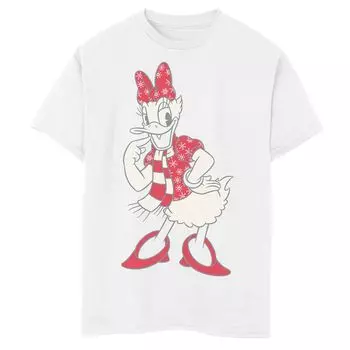 Рождественская футболка с рисунком Disney's Daisy Duck для мальчиков 8–20 лет Licensed Character, белый