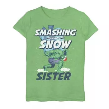Рождественская футболка с рисунком Marvel Hulk «Smashing Through The Snow Sister» для девочек 7–16 лет Marvel