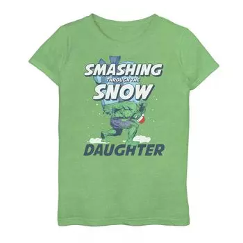 Рождественская футболка с рисунком Marvel Hulk «Smashing Through The Snow Daughter» для девочек 7–16 лет Marvel