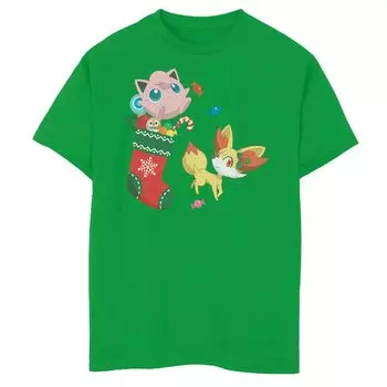 Рождественская футболка с рисунком Pokemon Jigglypuff для мальчиков 8–20 лет Licensed Character