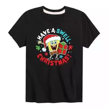 Рождественская футболка SpongeBob Swell для мальчиков 8–20 лет Licensed Character, черный