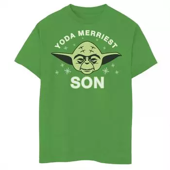 Рождественская футболка Yoda Merryest Son для мальчиков 8–20 лет с рисунком «Звездные войны» Star Wars