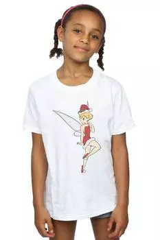 Рождественская хлопковая футболка Tinker Bell Disney, белый