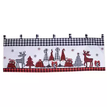 Рождественская клетчатая большая короткая занавеска с рисунком в мелкую клетку, карманные оконные шторы с клетчатым стержнем для украшения кухни на День Благодарения, черные, 54 x 24 дюйма, 1 панель Mojawo