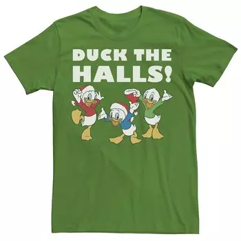 Рождественская мужская футболка Disney's Huey Dewey And Louie Duck The Halls, цвет Kelly