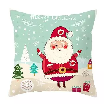 Рождественская наволочка со скрытой молнией, декоративная полиэстеровая подушка, чехол для подушки, домашний фестивальный декор для офиса-N Stuttg