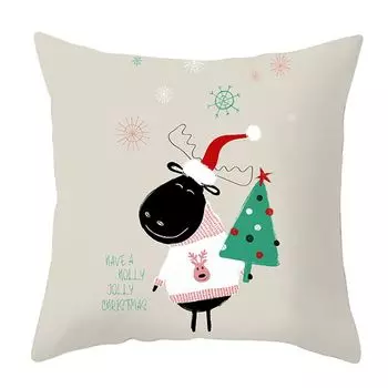Рождественская наволочка со скрытой молнией, декоративная полиэстеровая подушка, чехол для подушки, домашний фестивальный декор для офиса-A Stuttg