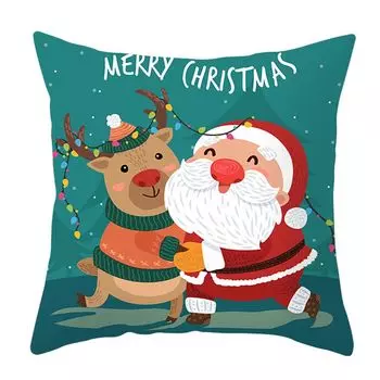 Рождественская наволочка со скрытой молнией, декоративная полиэстеровая подушка, чехол для подушки, домашний фестивальный декор для офиса-B Stuttg