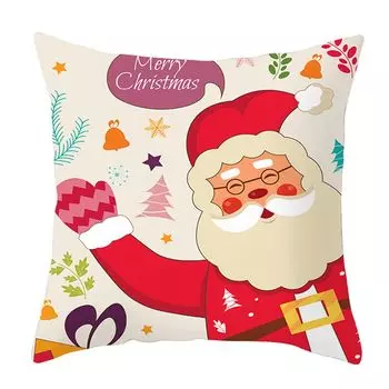 Рождественская наволочка со скрытой молнией, декоративная полиэстеровая подушка, чехол для подушки, домашний фестивальный декор для офиса-F Stuttg