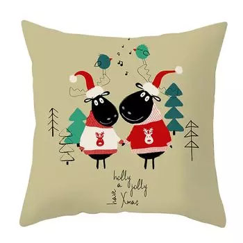 Рождественская наволочка со скрытой молнией, декоративная полиэстеровая подушка, чехол для подушки, домашний праздничный декор для офиса-K Stuttg