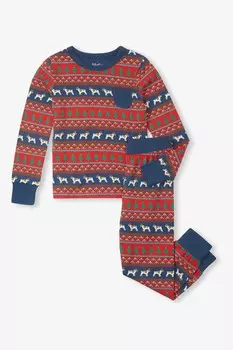 Рождественская пижама из бамбука в стиле бульдог Фэр Айл Hatley, красный