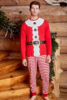 Рождественская пижама с длинными рукавами из хлопка Threadbare, красный