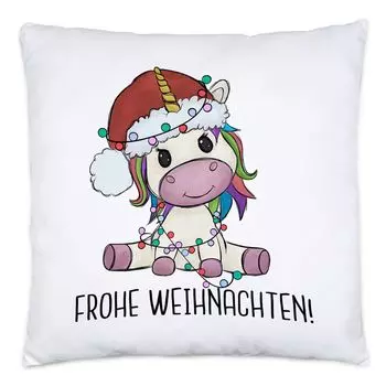 Рождественская подушка с наполнителем. Идея подарка. Вентиляторы единорогов. Сладкий мотив единорога на Рождество для детей Hey!Print