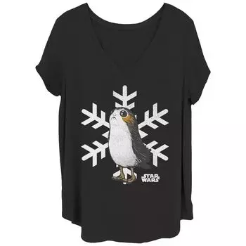 Рождественская праздничная футболка Juniors' Plus Star Wars Porg Snowflake Licensed Character