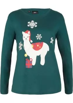 Рождественская рубашка с длинными рукавами Bpc Bonprix Collection, зеленый