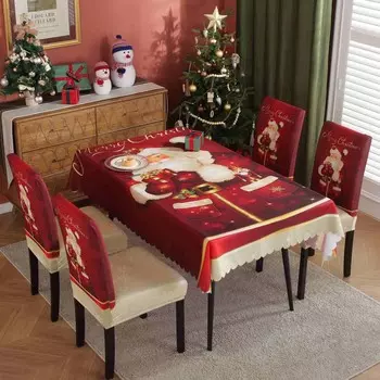 Рождественская скатерть квадратная A14 YOSICL 140x210 см, красный