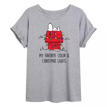 Рождественская струящаяся футболка Juniors' Peanuts Licensed Character