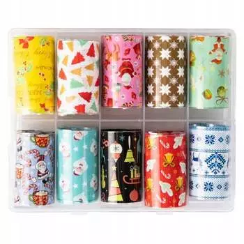 Рождественская трансферная фольга 10 шт. по 100 см 12-05, AllePaznokcie