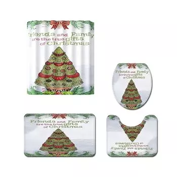 Рождественская водонепроницаемая занавеска для ванной комнаты, шитье, кубический ковер, набор подушек-Рождественская елка, занавеска для душа + 3 шт./компл Stuttg, мультиколор