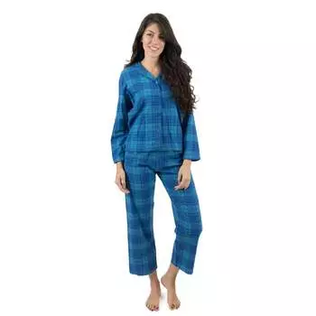 Рождественская женская двухкомпонентная фланелевая пижама в клетку Leveret, цвет plaid blue & navy