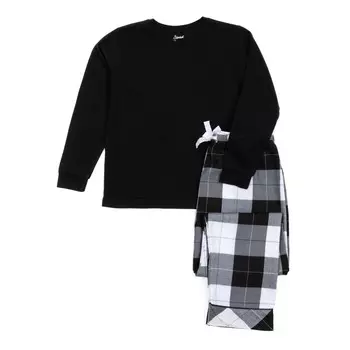 Рождественские детские пижамы из полиэстера и фланелевые брюки в клетку Leveret, цвет Plaid Black & White