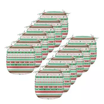 Рождественские подушки для обеденного стула ABAKUHAUS, Christmas Words Ceremony, декоративная водонепроницаемая подушка с ремнями для кухонных сидений, 40 см x 40 см — упаковка из 12 шт., цвет Apple Green White, белый