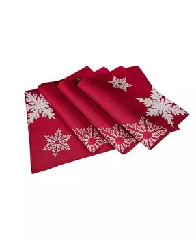 Рождественские салфетки Glisten с вышивкой снежинками, 14 x 20 дюймов, набор из 4 шт Xia Home Fashions, красный