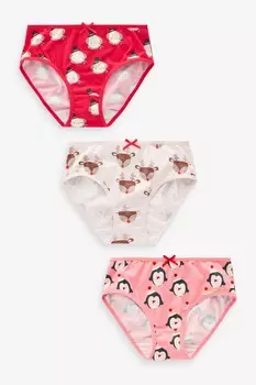 Рождественские трусики, 3 шт в упаковке (1,5 12 лет) Next, красный