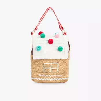 Рождественский бумажный пакет с домиком в виде имбирной бороды Meri Meri, мультиколор