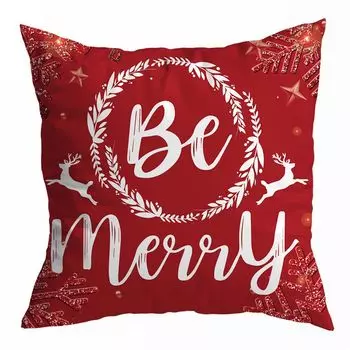 Рождественский чехол для подушки, мягкая рождественская тема, моющаяся потайная молния, красная наволочка с буквенным принтом, домашний декор для подарков-E Stuttg
