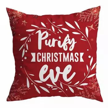 Рождественский чехол для подушки, мягкая рождественская тема, моющаяся потайная молния, красная наволочка с буквенным принтом, домашний декор для подарков-L Stuttg