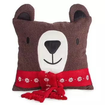 Рождественский чехол на подушку Eurofirany 45х45 см с украшением в виде мишки