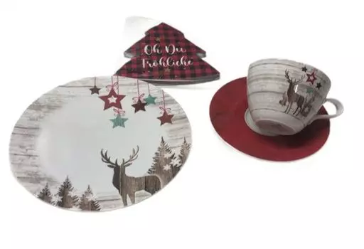 Рождественский кофейный сервиз Seltmann Weiden Life 4 шт. с салфетками, белый