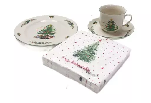 Рождественский кофейный сервиз Seltmann Weiden Marie Luise, 4 предмета. с салфетками, бежевый