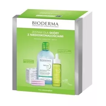 Рождественский набор Sebium 2024 - H2o 500 мл, сыворотка 30 мл, многоразовые мягкие подушечки Glov 3 шт Bioderma