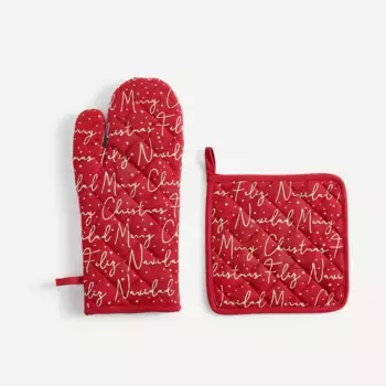 Рождественский набор варежек и прихваток El Corte Ingls, красный