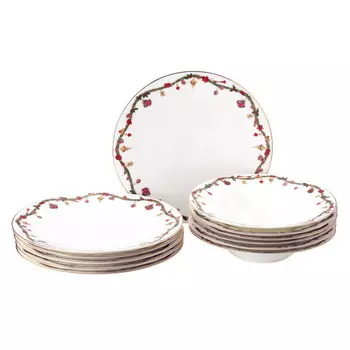 Рождественский обеденный сервиз Нора, 12 предметов Hutschenreuther, белый/разноцветный/золотой