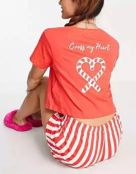 Рождественский пижамный комплект Brave Soul в красно-белом цвете