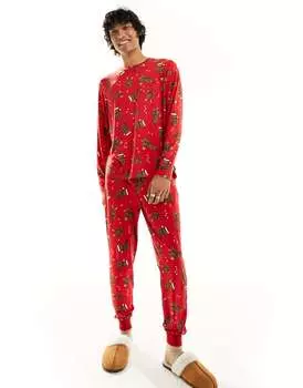 Рождественский пижамный комплект с принтом щенка Chelsea Peers His&Hers